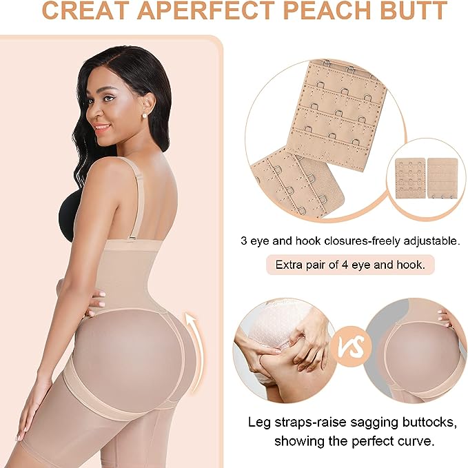 FeelinGirl Shapewear for Women Firm Tummy Control Thong Shorts Faja Butt Lifter Invisible Body Shaper