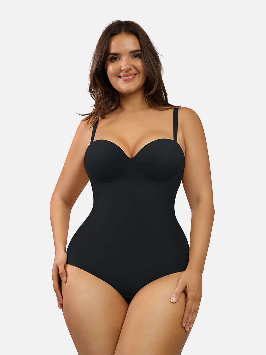 FeelinGirl Seamless Tummy Control Built-in Shaper Bodysuit with Removable Straps