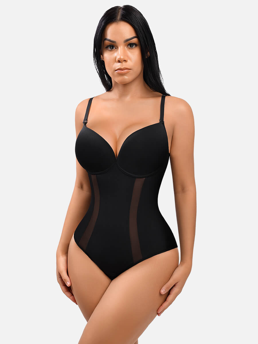 FeelinGirl Low Back Built-in Bra Fajas Tummy Control Bodysuit