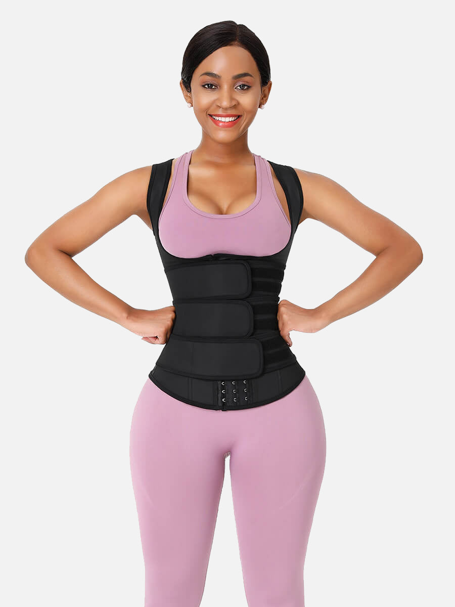 FeelinGirl Plus Size Waist Trainer Vest With 3 Rows of Eye and Hook