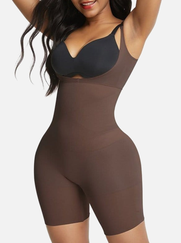 FeelinGirl Skin-Friendly Black Full Body Shaper Adjustable Straps Secret Slimming