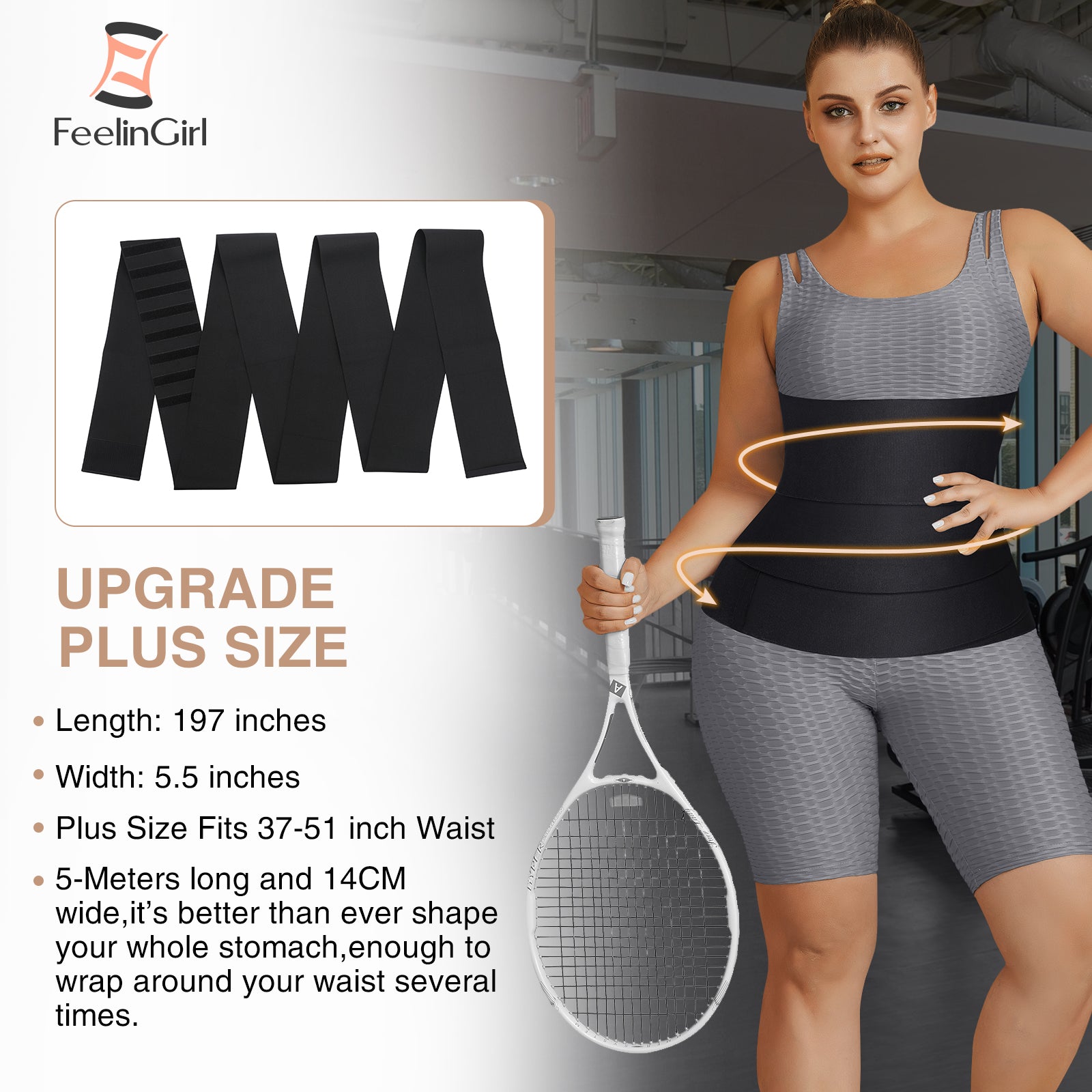 Plus Size Waist Trainer Wrap Adjust your Snatch Me Up Bandage Warp Tummy Waist Trimmer Belt for Women 5M
