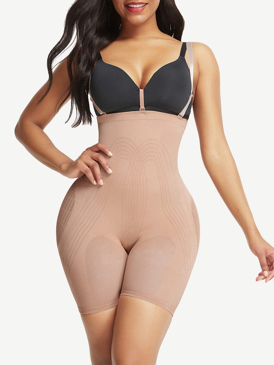 Wholesale Strengthen Black High Waisted Shapewear With Bra Clips Tight Fit